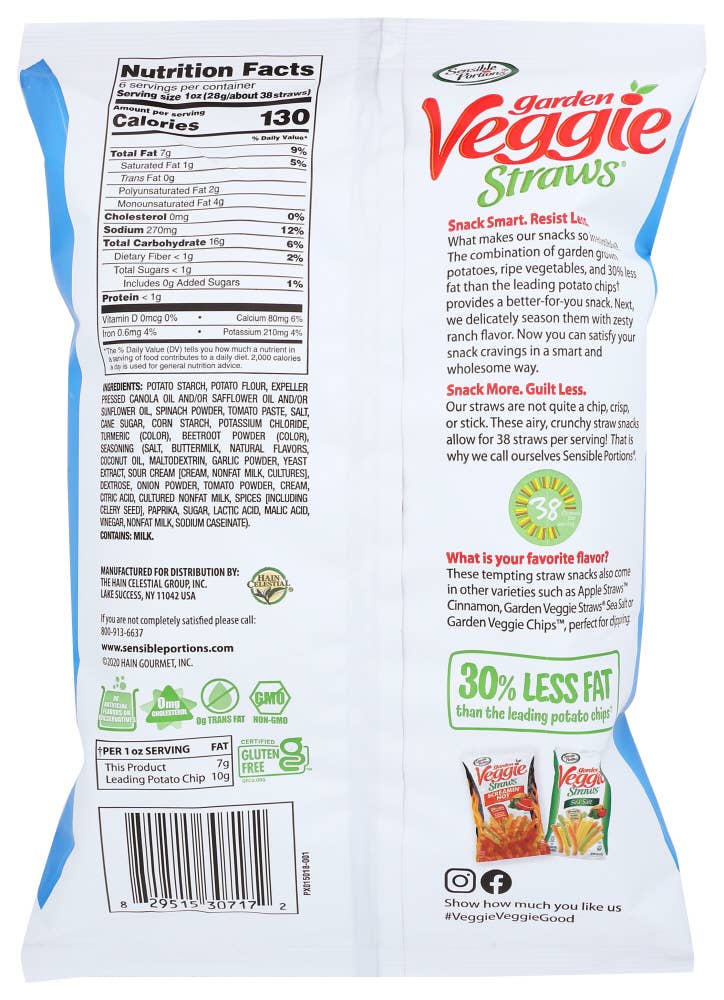 KeHE Distributors, LLC - Wholesale Chips - Sensible Portions Straw Veggie Ranch 7 oz1