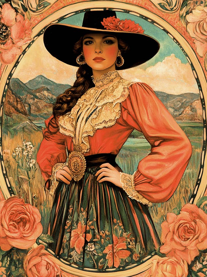 Desert Cowgirl High Fashion - Southwestern Home Decor Wall Art Prints – 8″x10″ Artwork for 11″x14″ Frame for wholesale by Mowbi