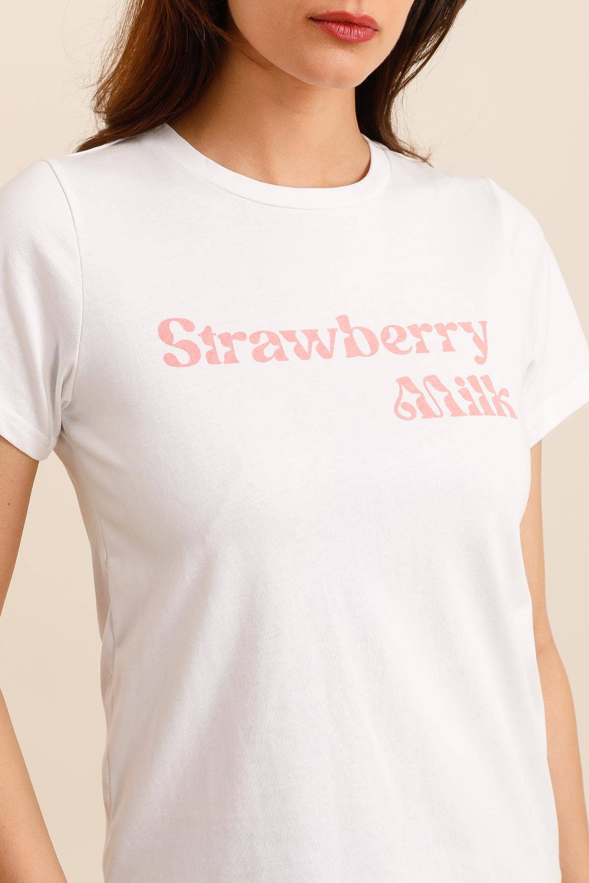 White 32007 T-SHIRT "STRAWBERRY MILK" for wholesale on Faire1