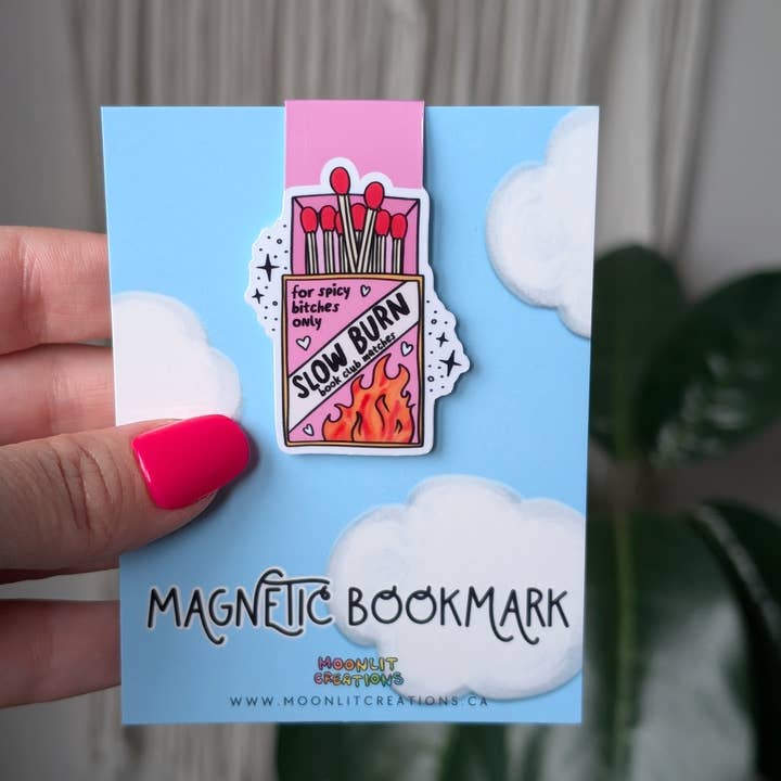 Moonlit Creations – wholesale Bookmark – Slow Burn Magnetic Bookmark Spicy Bookish Matchbook Design2
