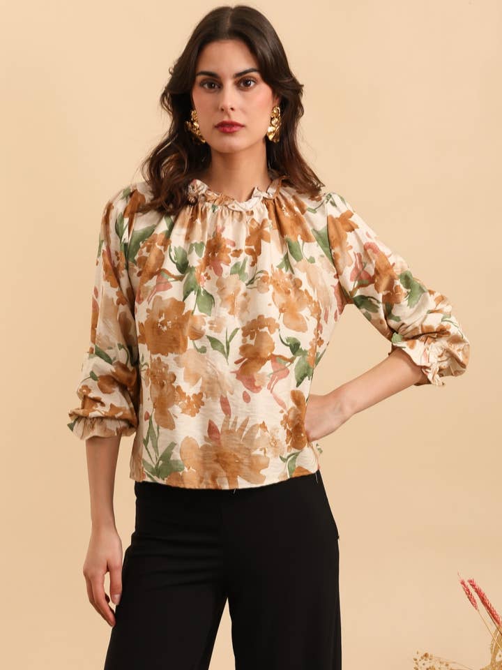 MOOYA - Wholesale Blouse - Women's - Floral long-sleeve blouse - M20110