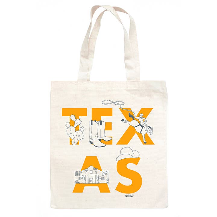 Texas Font Grocery Tote for wholesale by Maptote