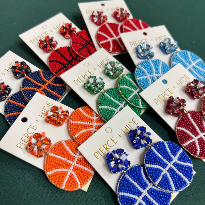 Pierce + Hide - Wholesale Dangle Earrings - Custom Beaded Basketball Earrings| GAMEDAY Earrings