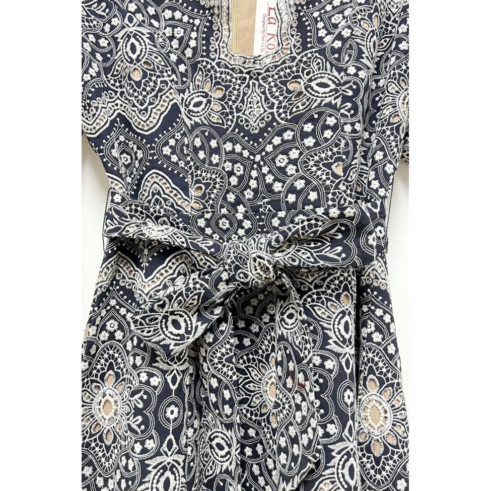 NAVY Asymmetrical Embroidery Maxi Dress for wholesale on Faire3