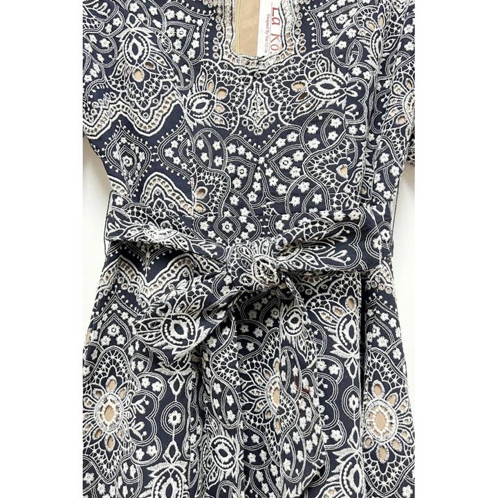 NAVY Asymmetrical Embroidery Maxi Dress for wholesale on Faire3