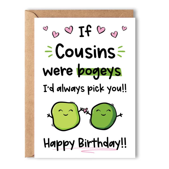 Bogey Funny Cousin Birthday Greeting Card - Kids - Childrens for wholesale by The Laughing Sloth