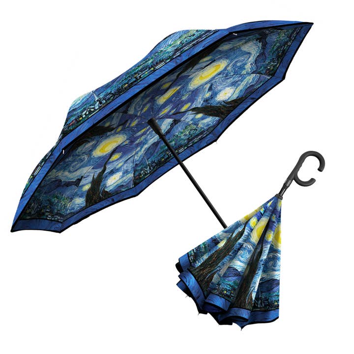RainCaper – Guarda-chuva - Mulher por atacado – Guarda-chuva reverso RainCaper van Gogh “Noite Estrelada”