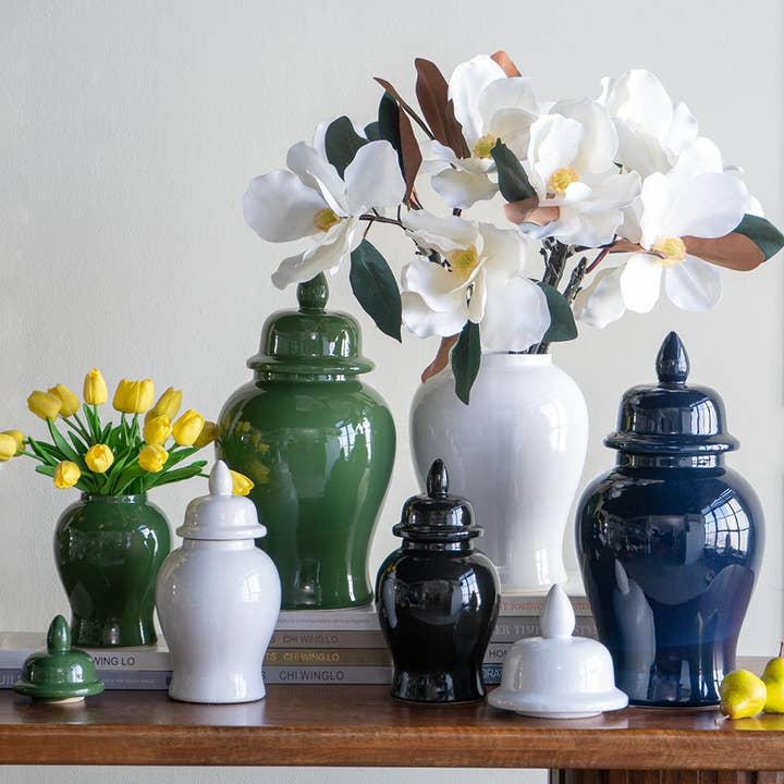 A&B Home Group Inc. - Wholesale Decorative Jar - D9.5x19" Emerald Ceramic Ginger Jar3