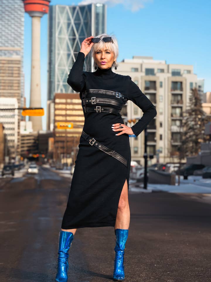 Long Buckled Knit Dress for wholesale by KATE HEWKO