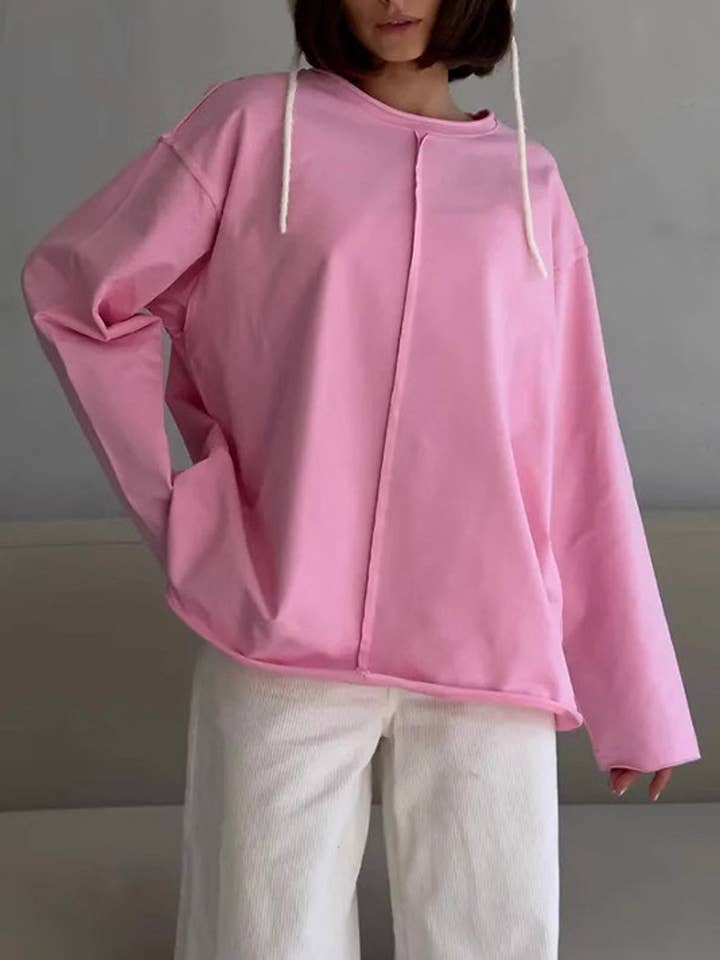 Vintage Distressed Loose Long Sleeve Top DP25E423 for wholesale by Dipped Shop