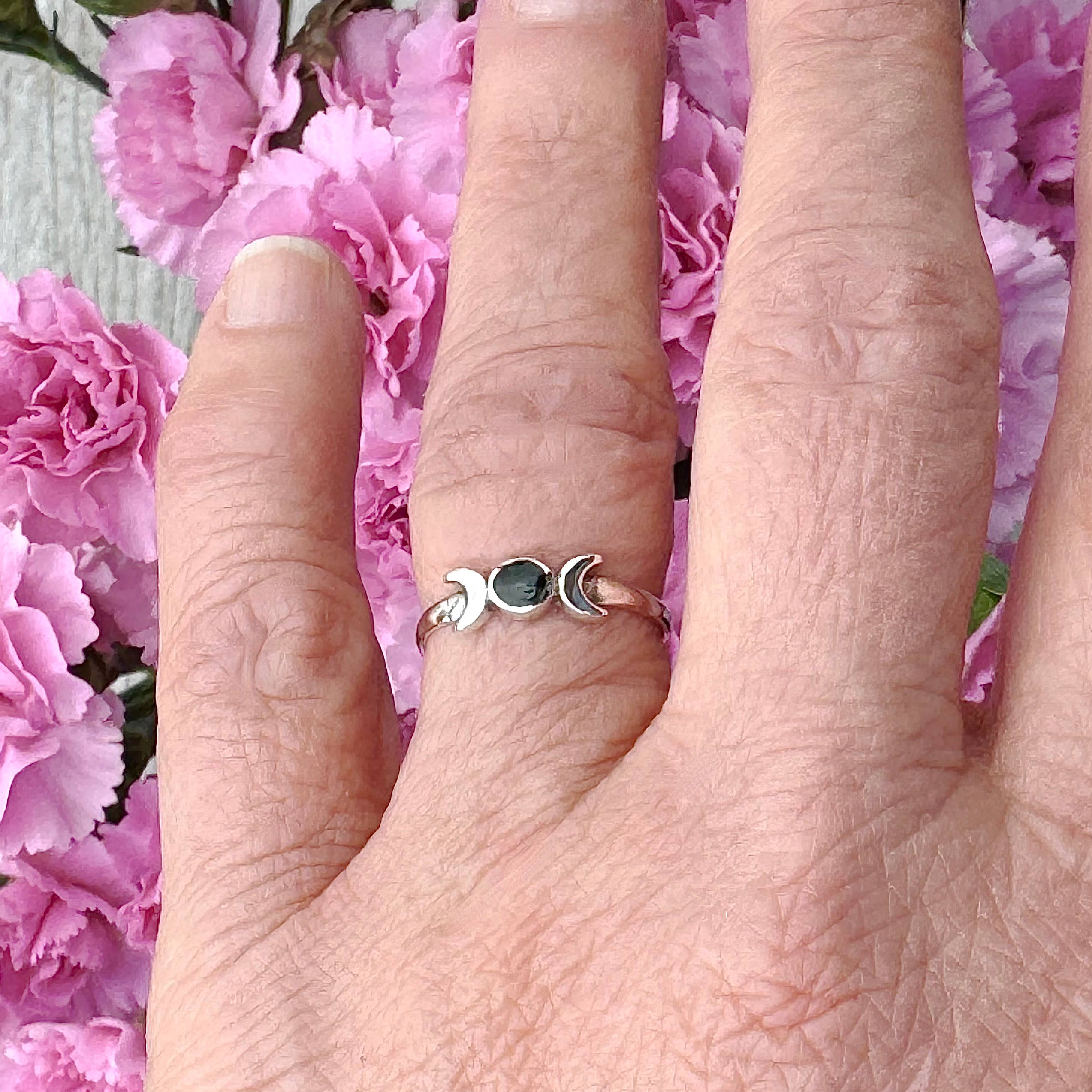 Moonrise Jewelry - Wholesale Single Stone/Solitaire Ring - Sterling Silver Moon with Black Agate Single Stone Ring6