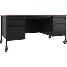 Lorell Fortress Mobile Double-Pedestal Teacher's Desk for wholesale by Everyday Supply Co