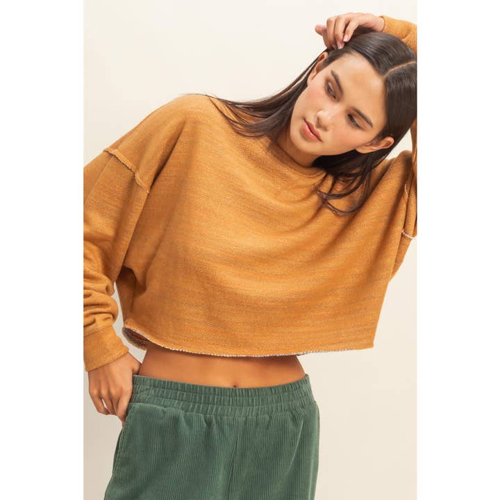 Drop-Shoulder Cropped Top for wholesale by Double Zero
