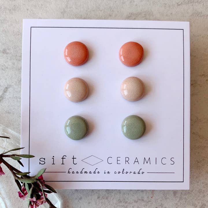 Sift Ceramics - Wholesale Jewelry Set - Ceramic Earring Simple Stud Pack4
