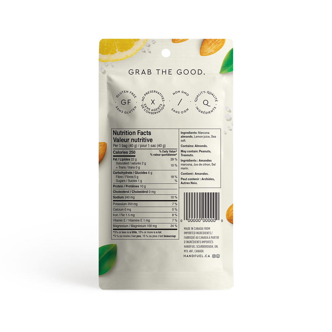 HANDFUEL - Wholesale Nuts - Lemon Marcona Almonds 40g X 122