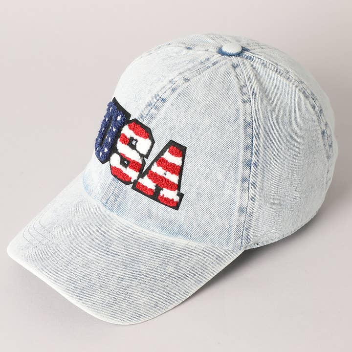 Fashion City - Wholesale Baseball Cap - Unisex - US Themed USA Letter Chenille Patch Baseball Cap12