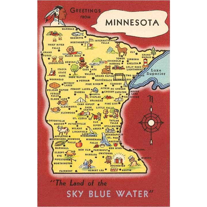 Kunstdruck MN-128 Karte von Minnesota für den Großhandel von Found Image Press