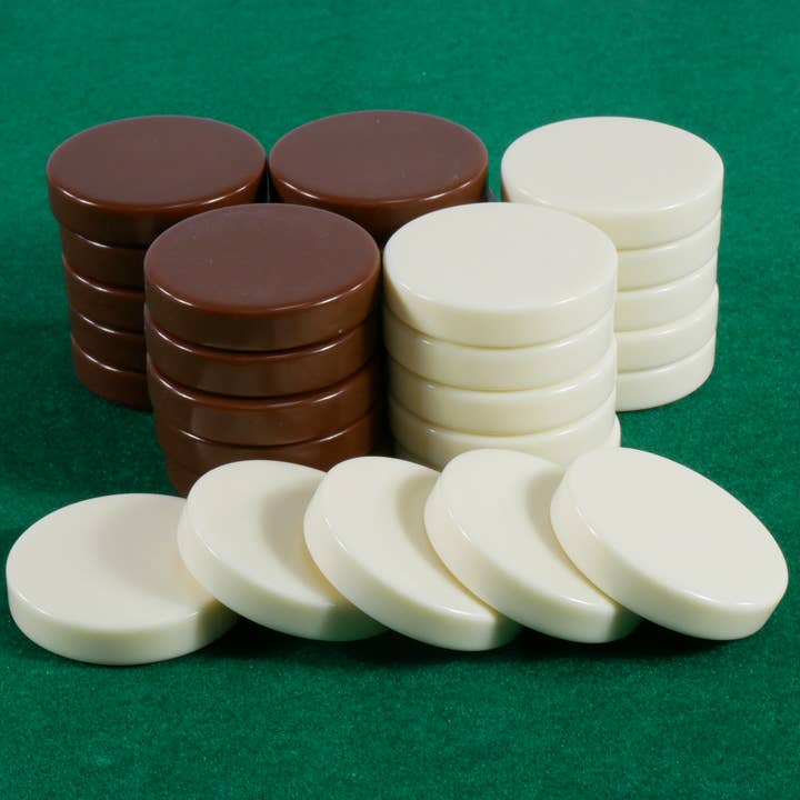 Backgammon Checkers 1.5" Urea Brun & Elfenben for engroshandel hos WorldWise Imports
