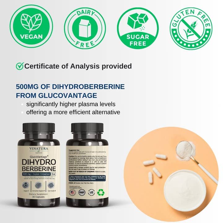 VINATURA SUPPLEMENTS - Wholesale Oral Supplement/Vitamin - DihydroBerberine with Ceylon Cinnamon2