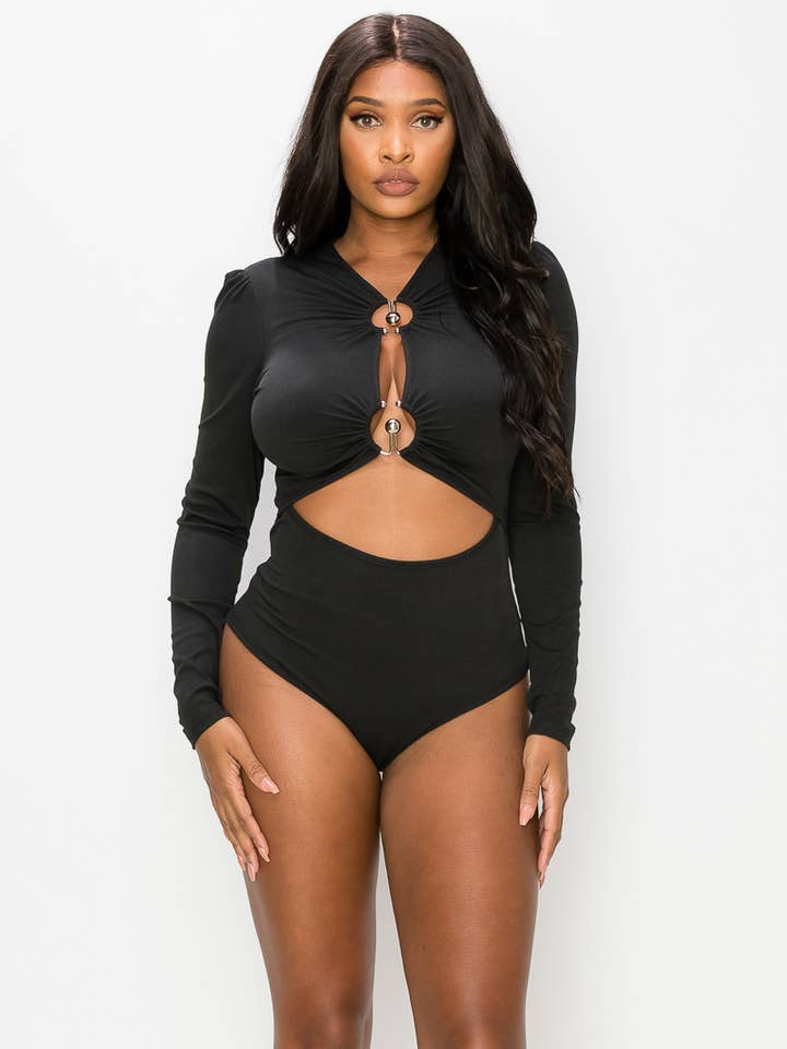 BODY MANICA LUNGA A COSTINE TAGLIATE AD ANELLO per la vendita all'ingrosso da parte di Shop Michella