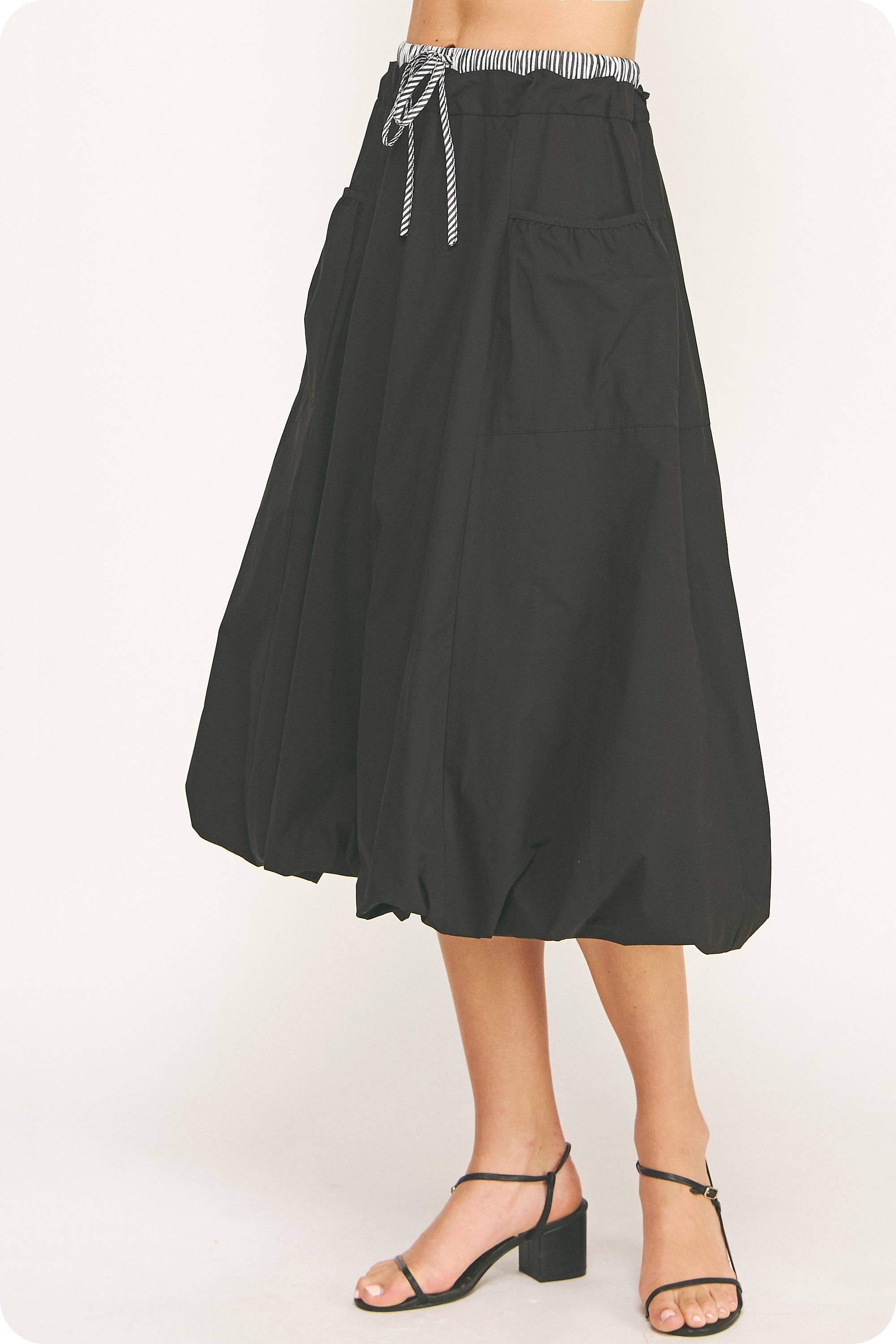 Strut & Bolt - Wholesale Rok - Dames - Streep Contrast Midi Bellenrok6