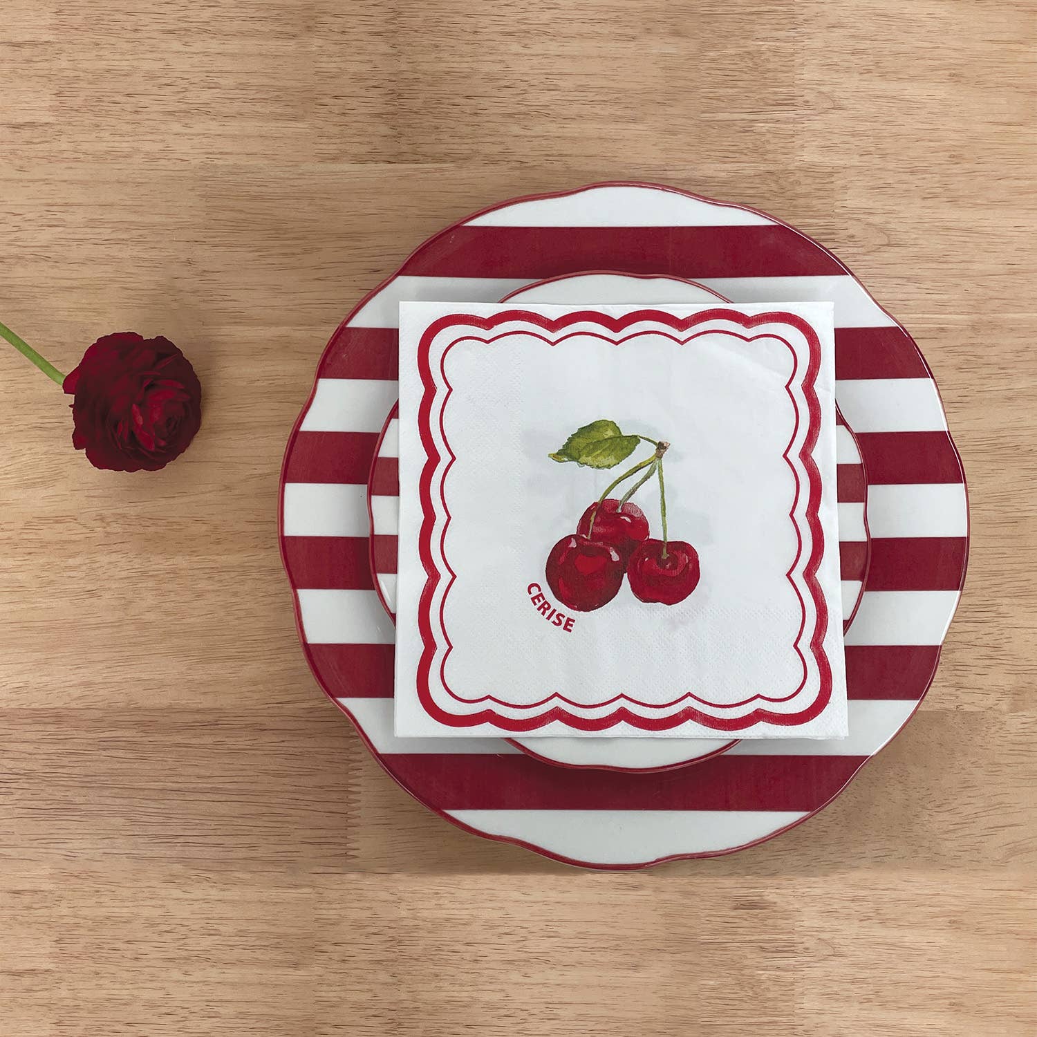 Opjet Paris - Wholesale Dinner Plate - Set of 4 red trattoria dinner plates D26.7cm2