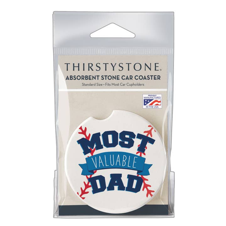 CounterArt/Highland Home/Thirstystone/CoasterStone - Wholesale Coasters - "Most Valuable Dad" Absorbent Stone Car Coaster 1pk
