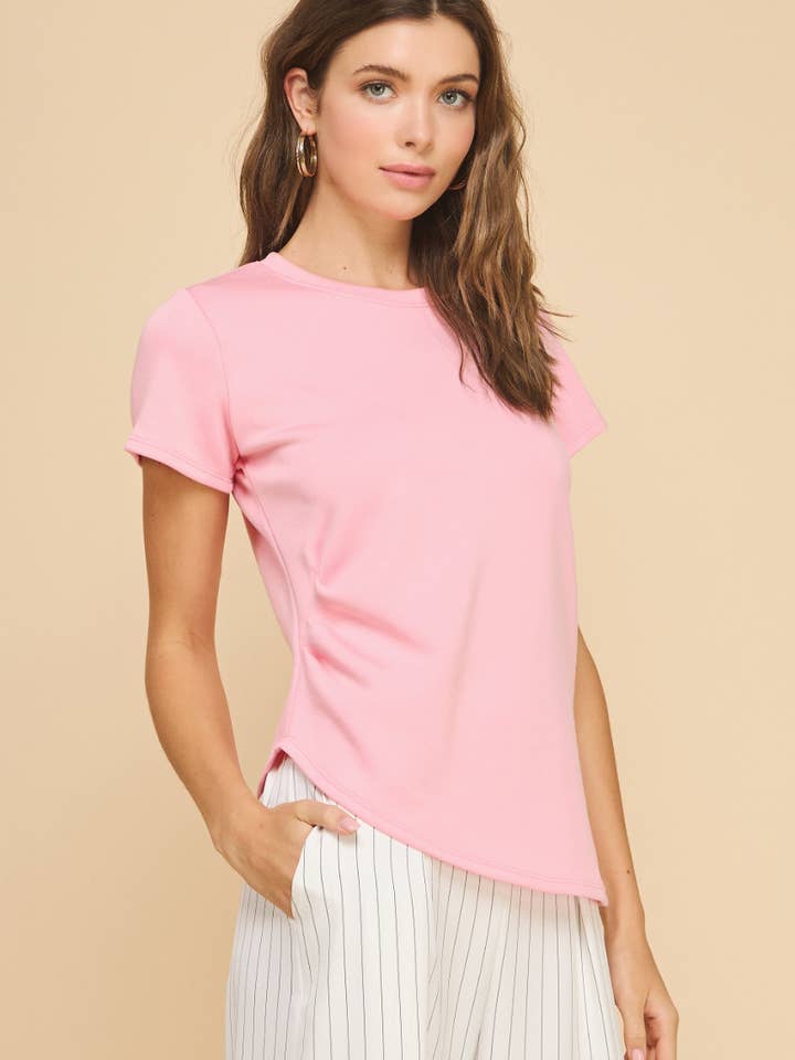 IST1329 Grace Asymmetrical Top Pink for wholesale by If She Loves