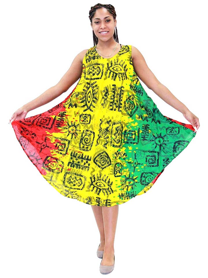 India Batik – wholesale Dress – Women's – Umbrella Dress/Ethnic Sun Dress- Rasta 13212
