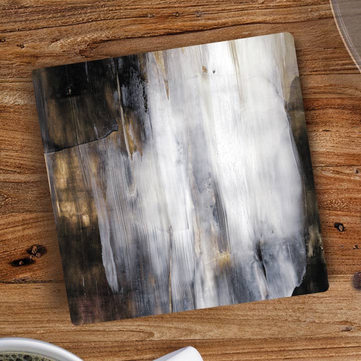Brown & White Abstract Coaster for wholesale by P. Graham Dunn