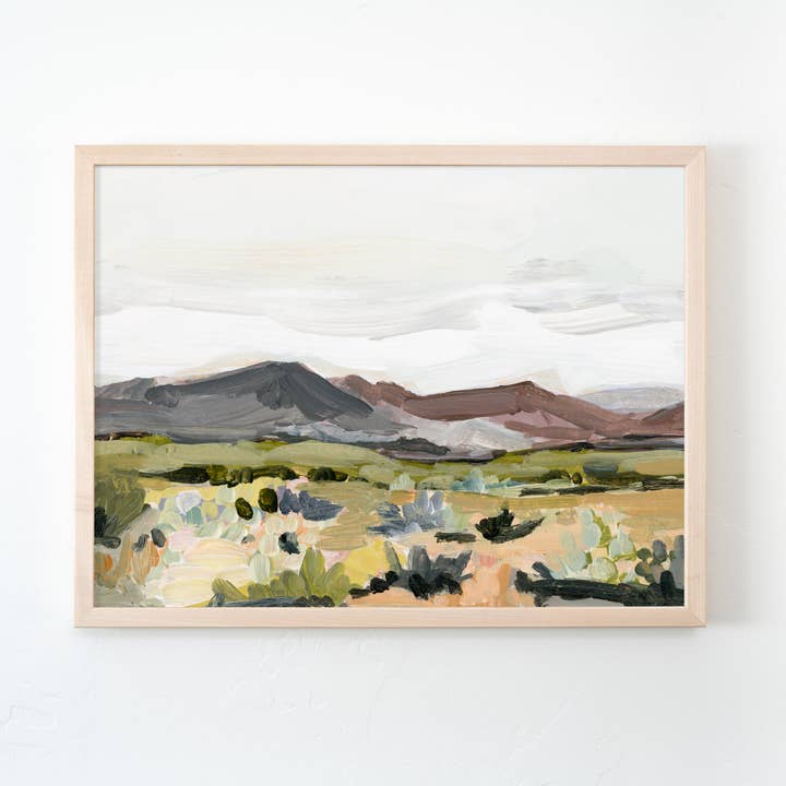 Purple & Green Desert Landscape Art Print - Mauve Desert for wholesale by Laurie Anne Art