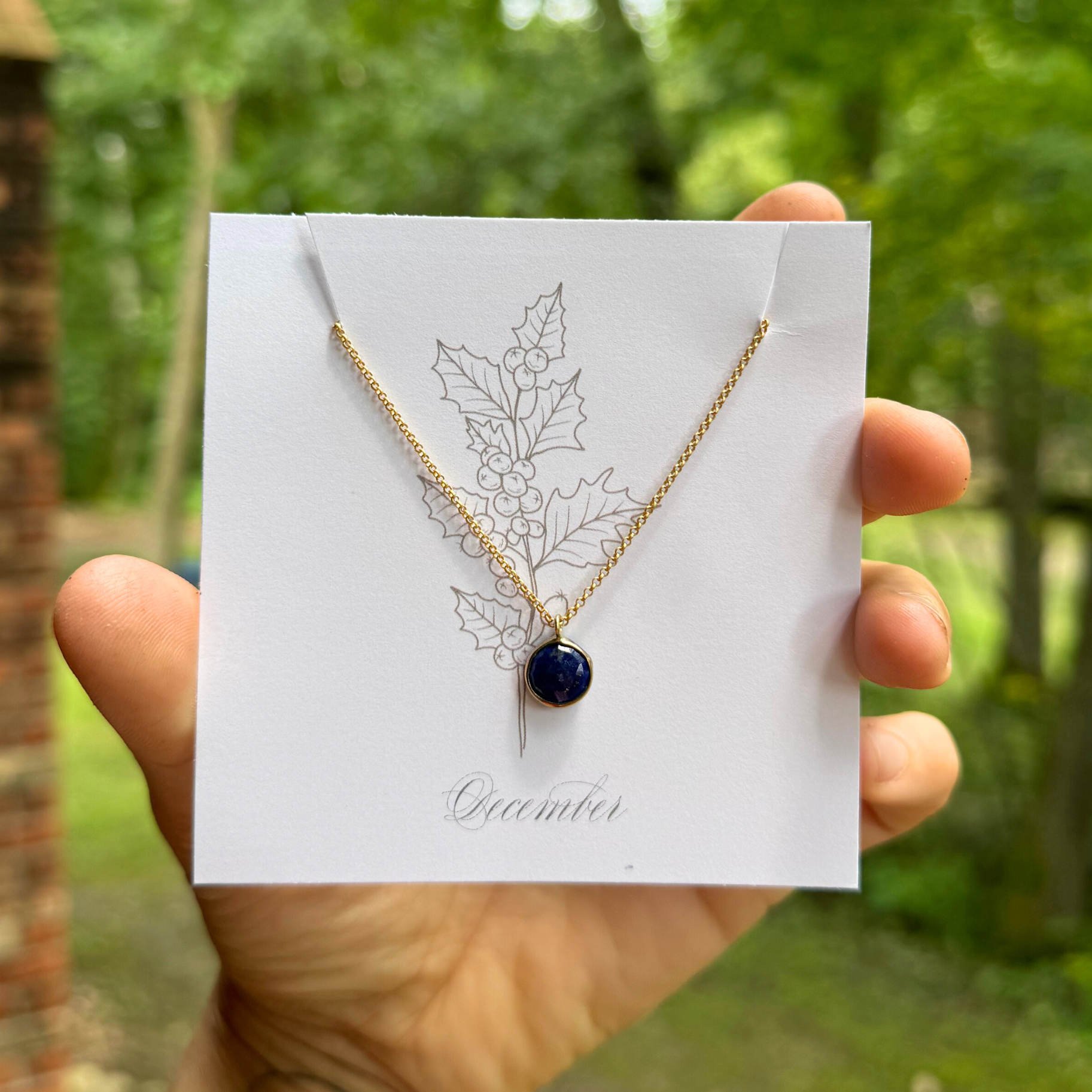 Seeds - Wholesale Pendant/Charm Necklace - Birthstone Matte Gold Chain Necklace | Birth Flower Cards11