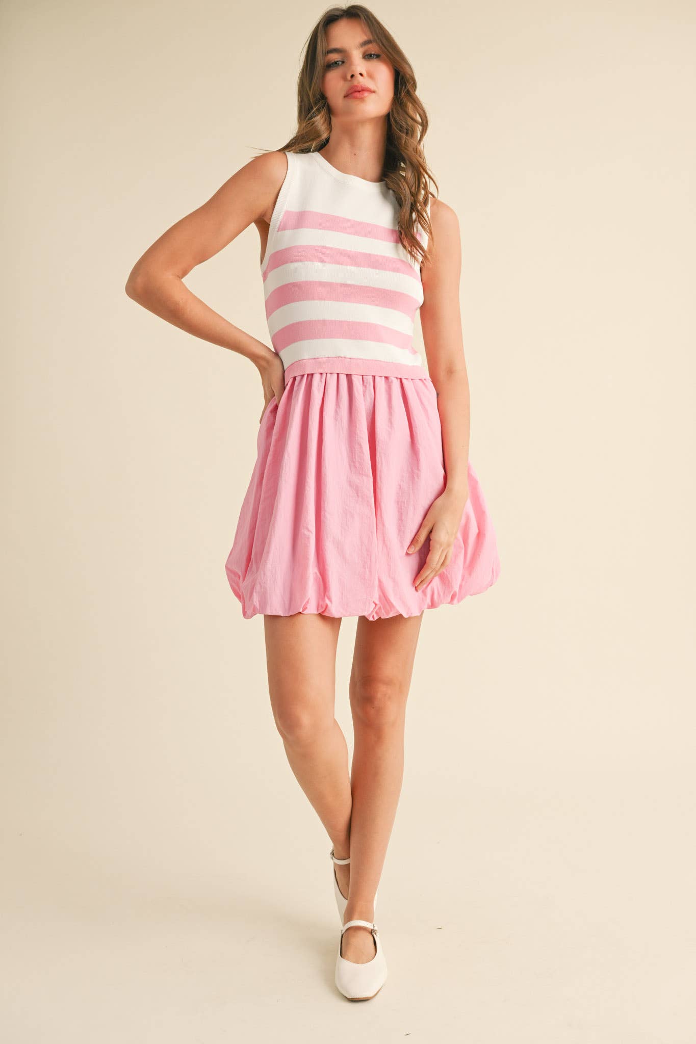 &MERCI – Vestido - Mulher por atacado – VESTIDO MINI COM BAINHA BOLHA EM MÍDIA MISTA MDR37108