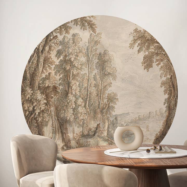 Decalque de Parede de Arco de Paisagem Vintage: Mural de Parede de Árvore Cênica por atacado de SimurgWallArts