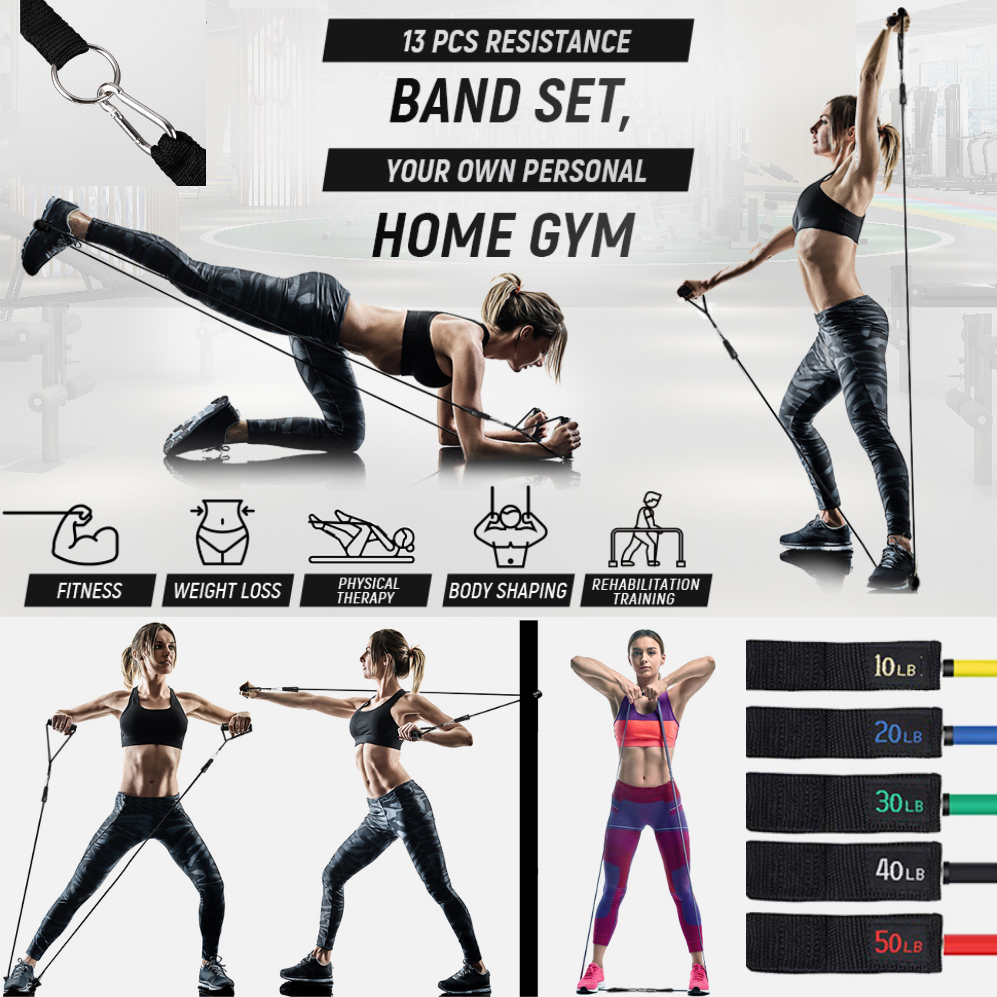 Wholesale 13Pcs Intey Resistance Band Home Workout Set for your store