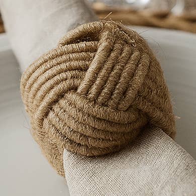 Natural Braided Jute Burlap Napkin Ring for wholesale by Fennco Styles