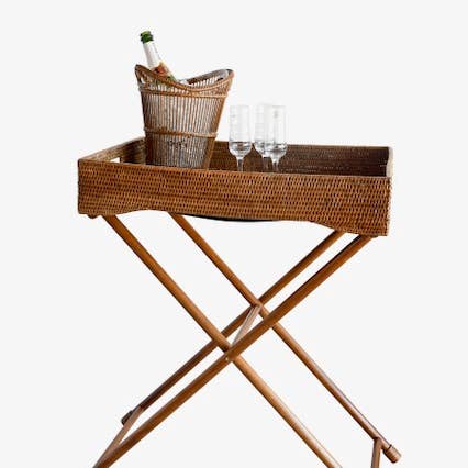 Grand plateau rectangulaire Levant sur pieds Miel pour la vente par Pagan