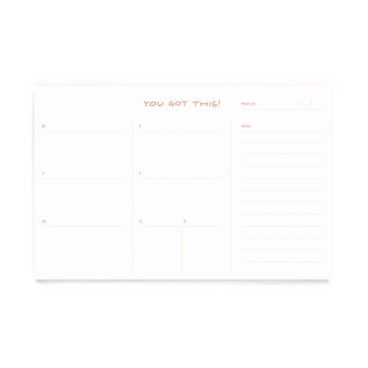 Bloc-notes de motivation hebdomadaire de Flynn pour la vente par Evergreen Summer