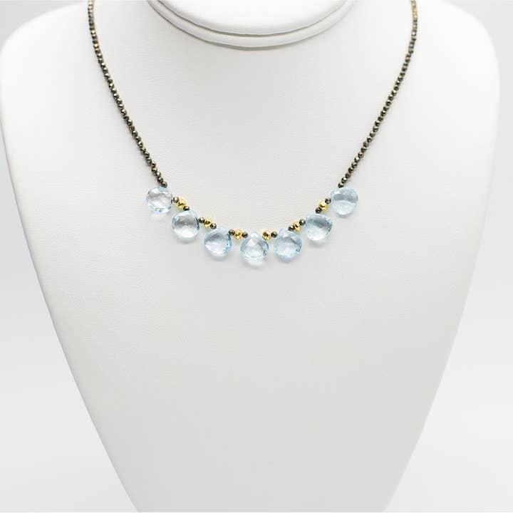 Aquamarine Quarter Ruffle Necklace for wholesale by Susan Roberts Jewelry