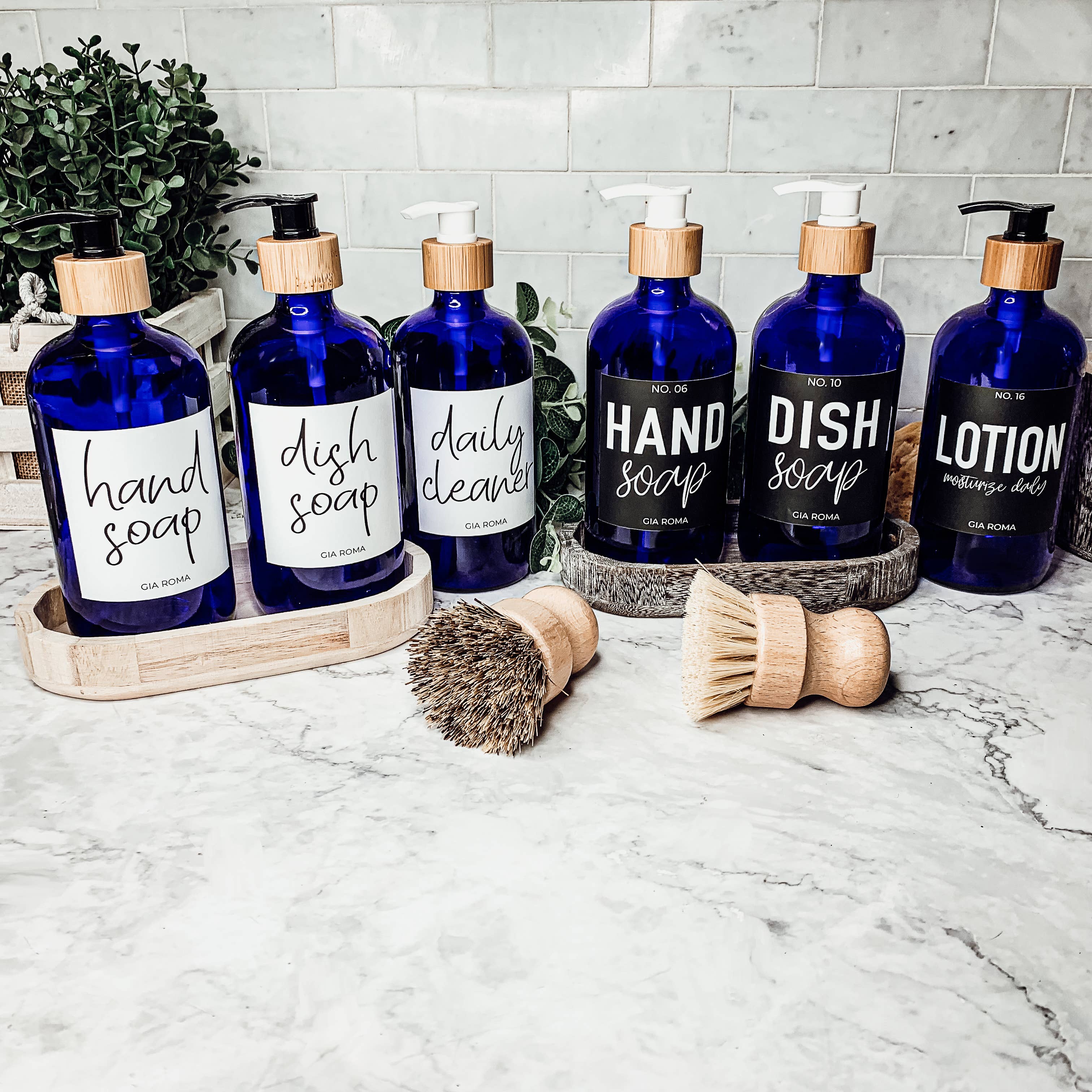 Gia Roma – wholesale Soap dispenser – Refillable Soap Dispensers for Home, 16oz Glass Blue Bottles11