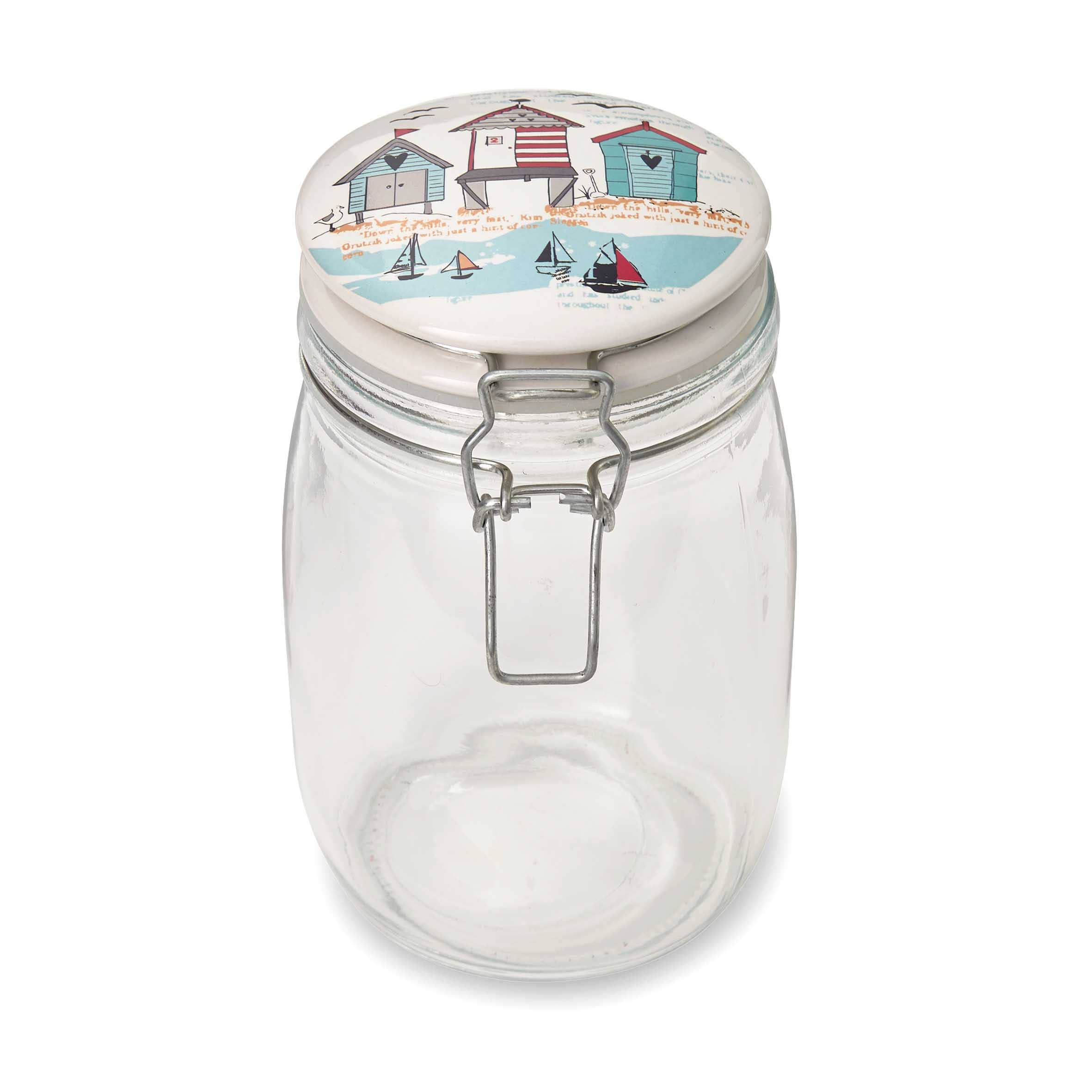 Multi Round Glass Clip Top Jar - 1 Litre Beside Seaside for wholesale on Faire2