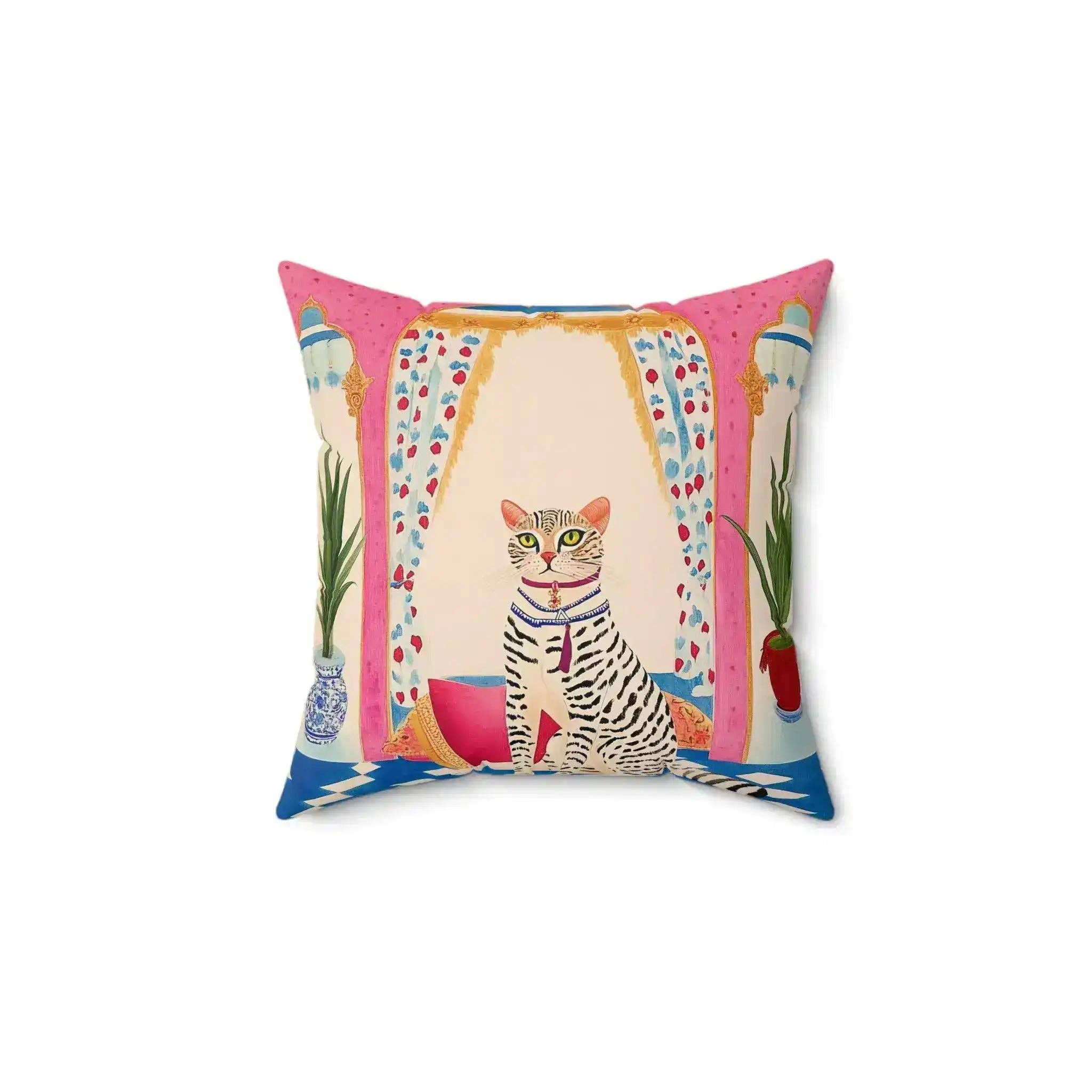 Maia Homes - Vente Coussin décoratif - Coussin décoratif Chat Royal dans le Palais Rose