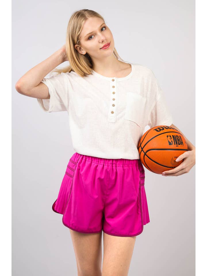 VERY J - Wholesale Athletic Shorts - Women's - NP70305-Side Pleated Detail Activewear Shorts5