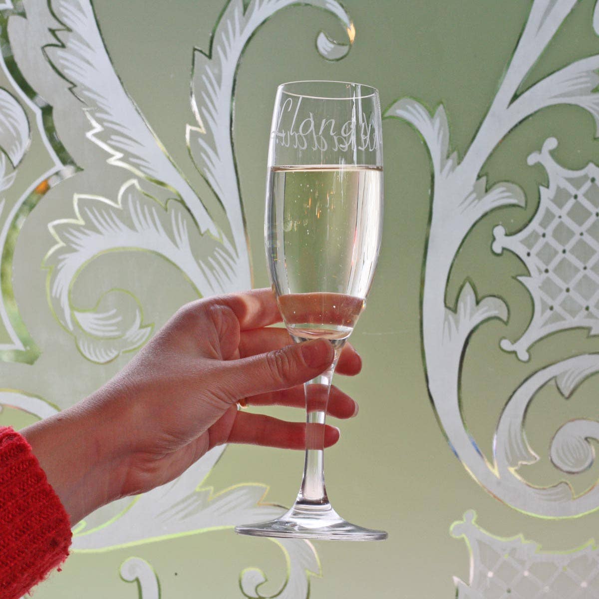 The Welsh Gift Shop - Wholesale Champagne Flute - Champagne Flute / Glass - Llongyfarchiadau - Congratulations - NEW6