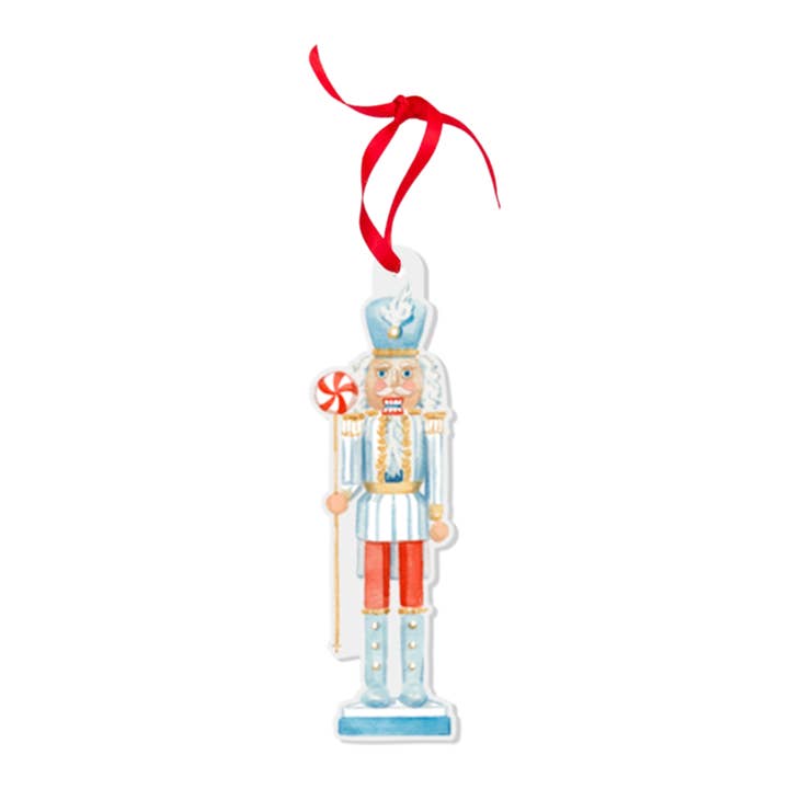 Blue and White Nutcracker Watercolor Ornament for wholesale by Simply Jessica Marie