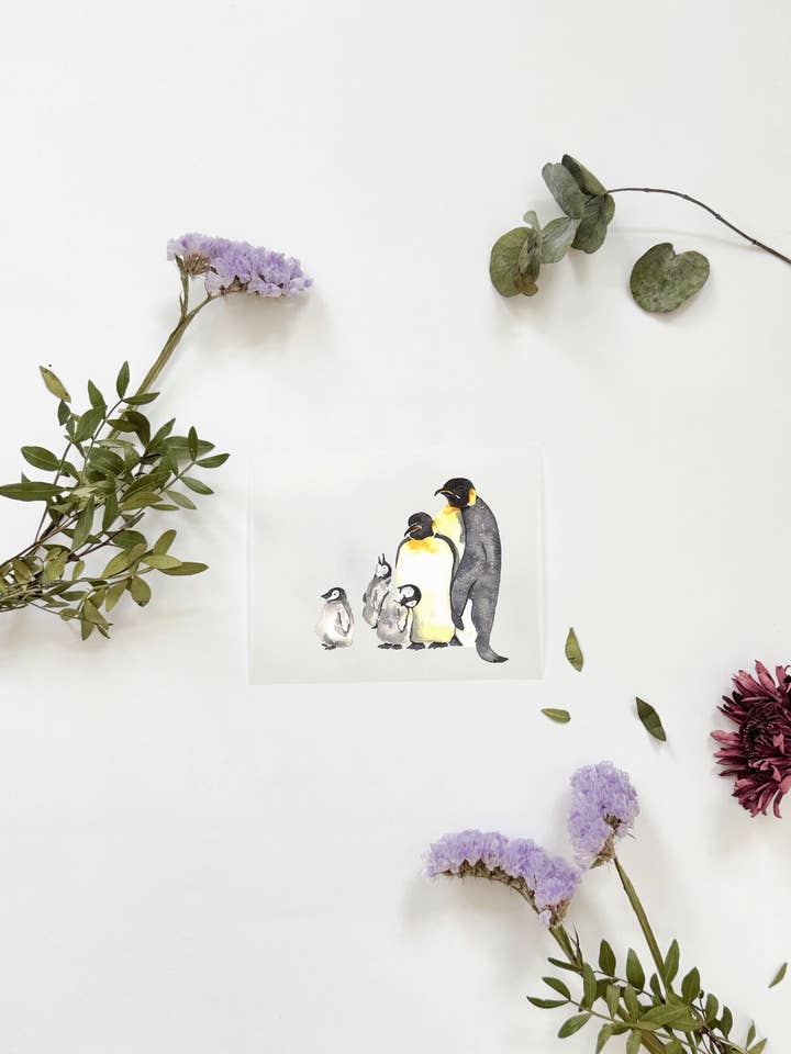 Hoja de transferencia para planchar de la familia de pingüinos para venta al por mayor de MiniDei