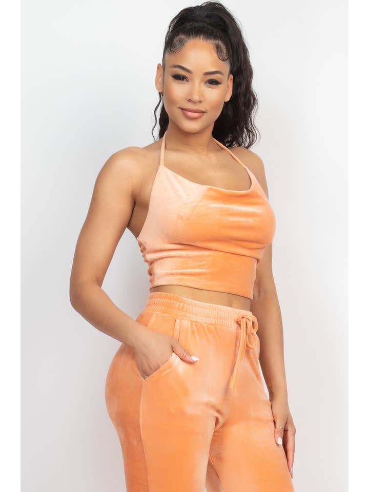 Boswell - Wholesale Top & Pant Set (NOT Loungewear) - Women's - COWL NECK HALTER TOP AND JOGGER SETS