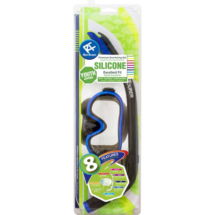 Snorkeling Beach - Wholesale Swim Goggles - Kids & Baby - Reef Tourer Youth Single-Window Mask & Snorkel Combo Set