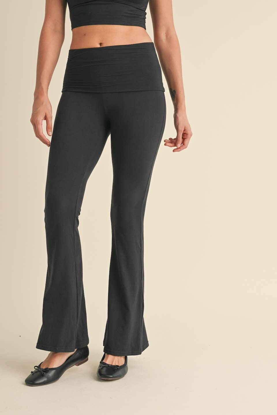 KIMBERLY C - Wholesale Pants - Women's - Soft Knit Foldover Flare Pants3