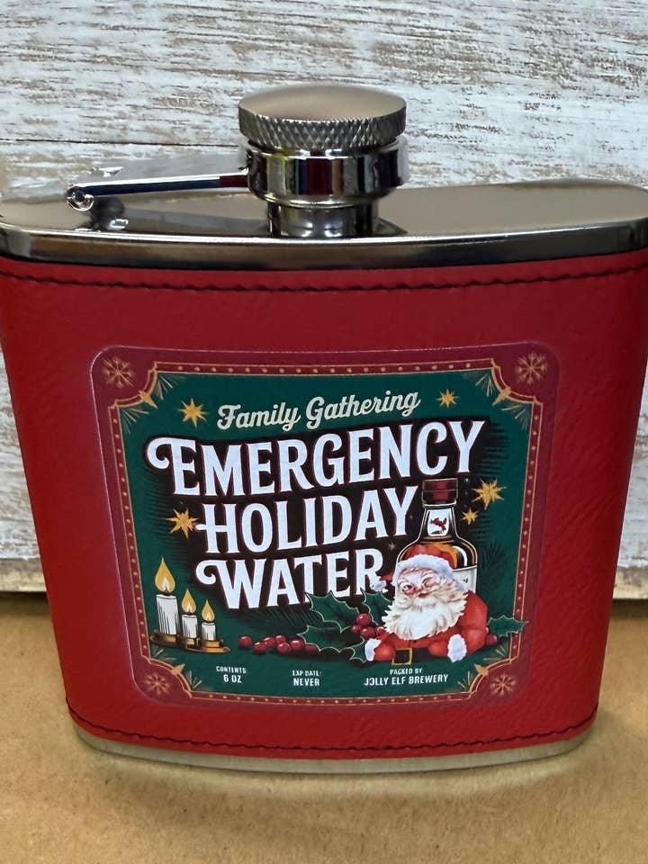 Flasque d'urgence pour les vacances imprimée en UV 6 oz pour la vente par Designed To Flaunt